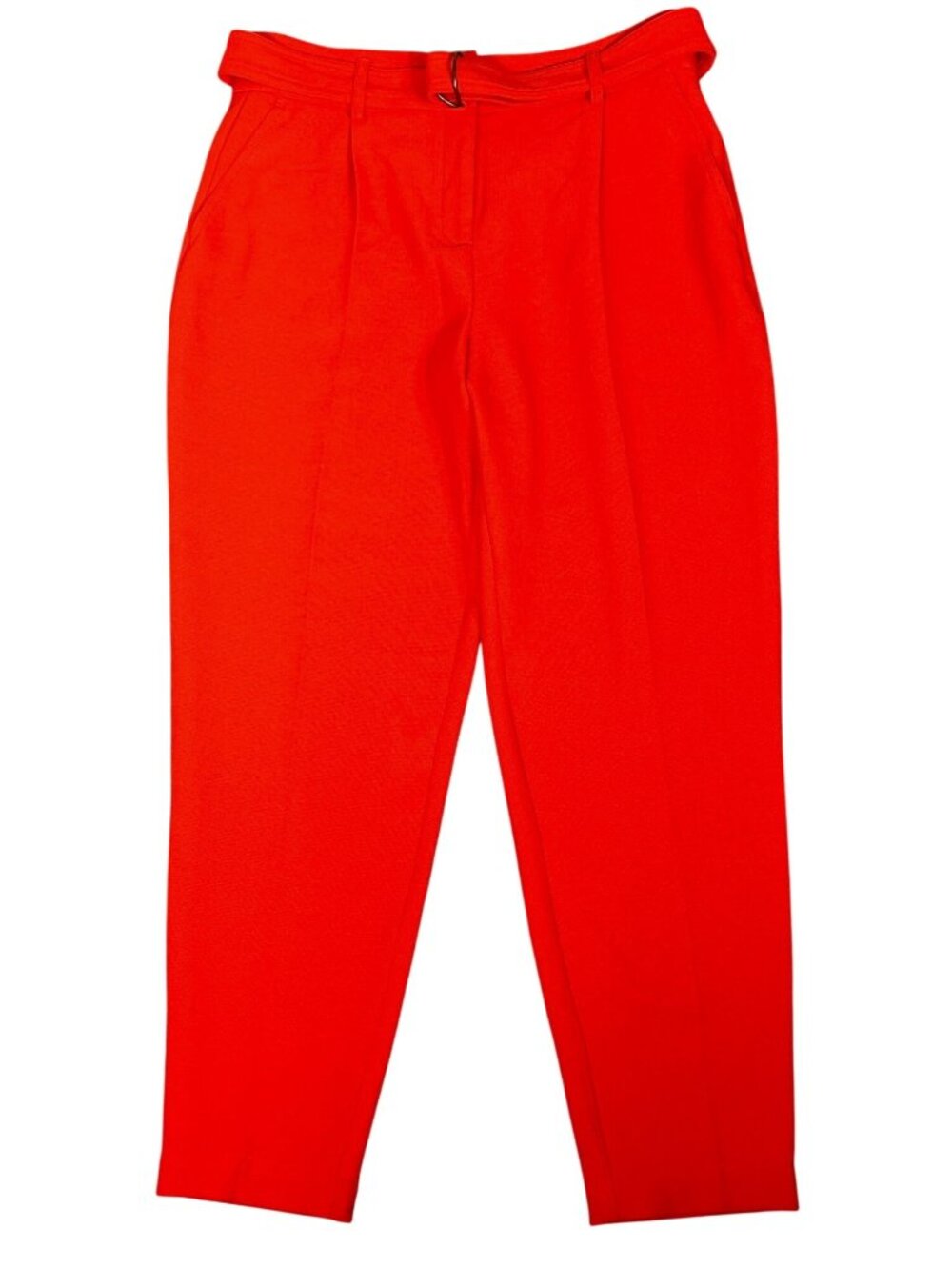 AKRIS PUNTO Fred  Belted Pleated Tapered Ankle Plants Red Sz 10 NWOT
